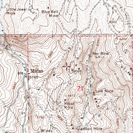 Topographic Map of Gold Crown Mine, NV