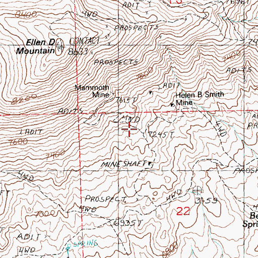 Topographic Map of Mammoth Mine, NV