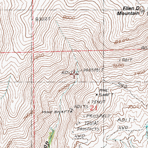 Topographic Map of Bonanza Mine, NV