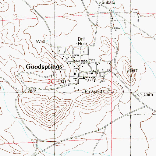 Topographic Map of Goodsprings Elementary School, NV