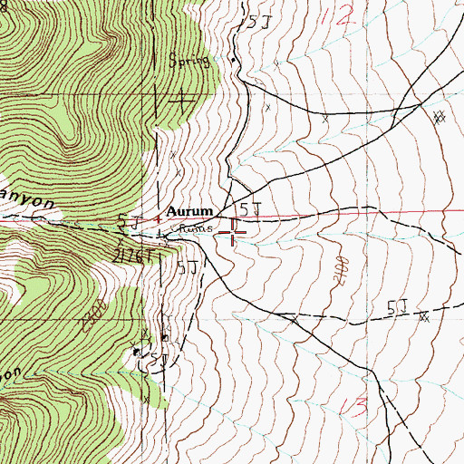 Topographic Map of Aurum Mill, NV