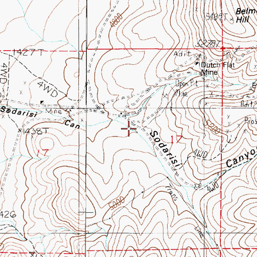 Topographic Map of Dutch Flat Placer Mine, NV