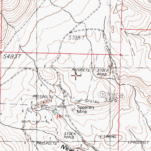 Topographic Map of Leonard Creek Mining District, NV