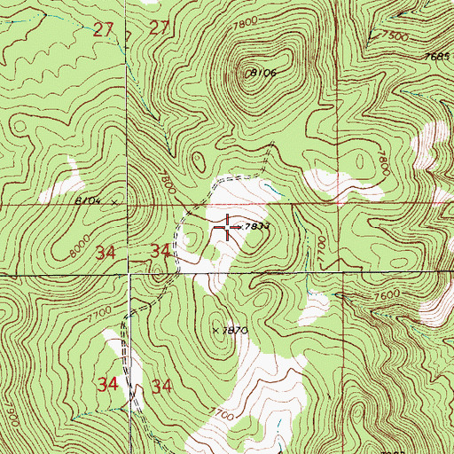Topographic Map of Rhyolite Hills, NV
