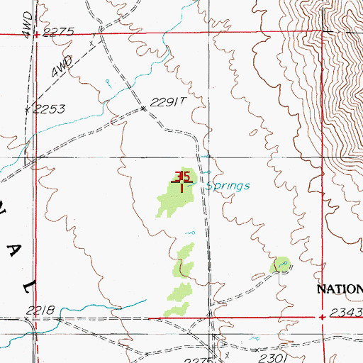 Topographic Map of Mexican Spring, NV