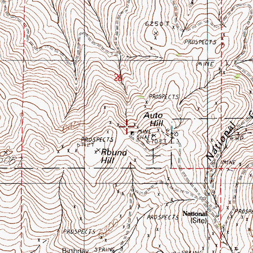 Topographic Map of Blum Shaft, NV