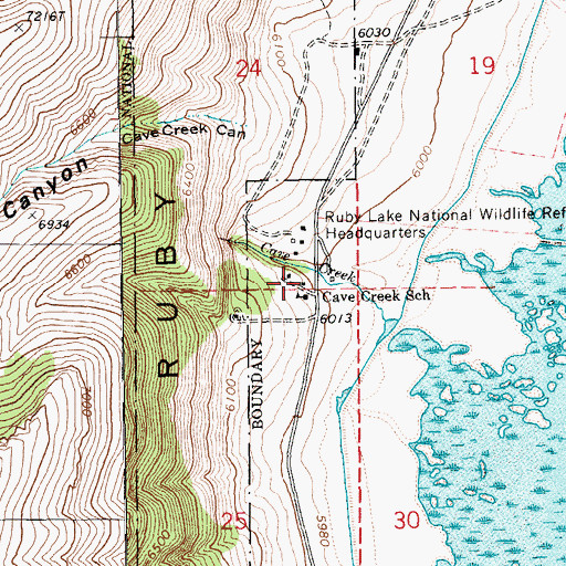Topographic Map of Cave Creek Ranch, NV