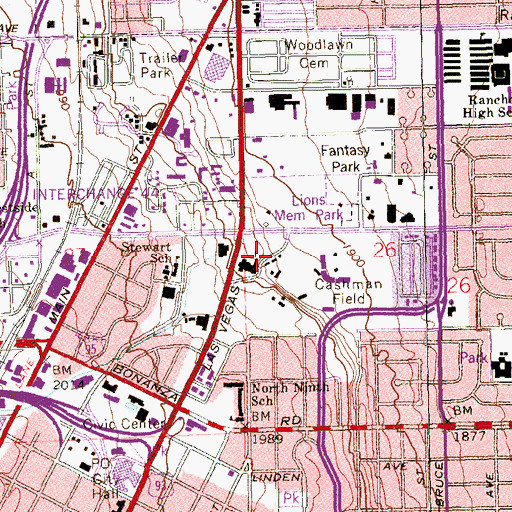 Topographic Map of Las Vegas Mormon Fort (historical), NV