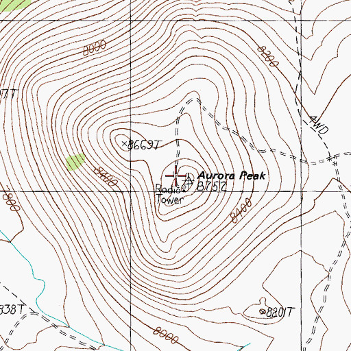 Topographic Map of Aurora Consolidated Mine, NV