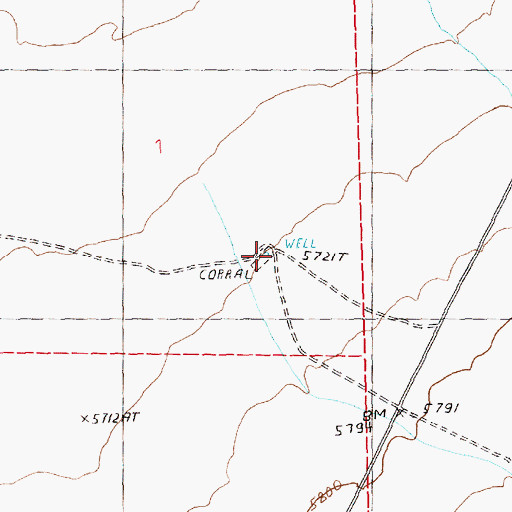 Topographic Map of Nine Mile Well, NV