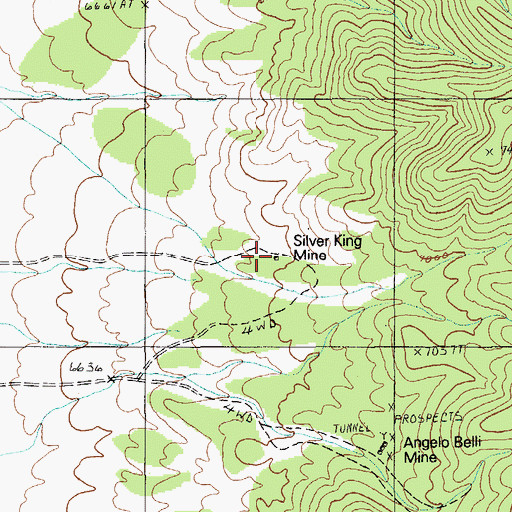 Topographic Map of Silver King Mine, NV
