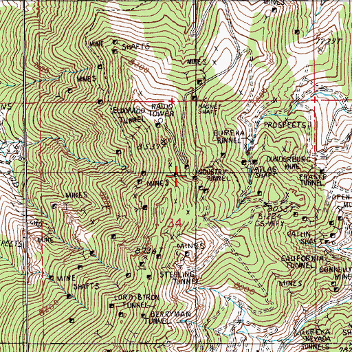 Topographic Map of Industry Tunnel, NV