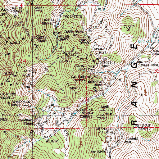 Topographic Map of California Tunnel, NV