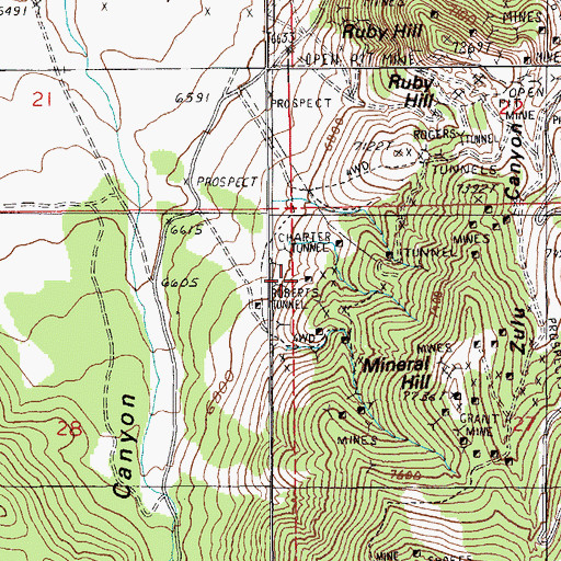 Topographic Map of Roberts Tunnel, NV