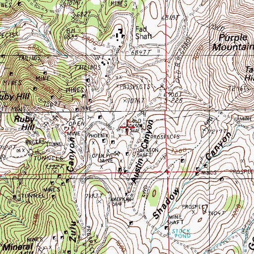 Topographic Map of Old Jackson Shaft, NV