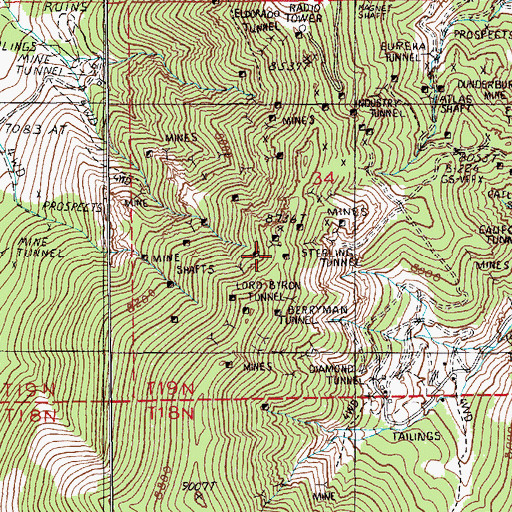 Topographic Map of Sterling Tunnel, NV