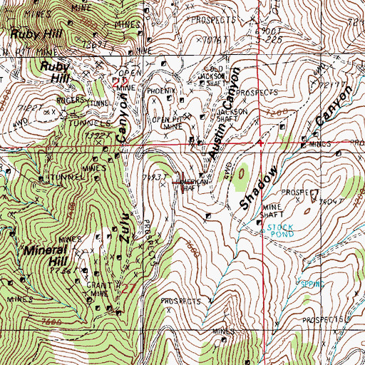 Topographic Map of American Shaft, NV