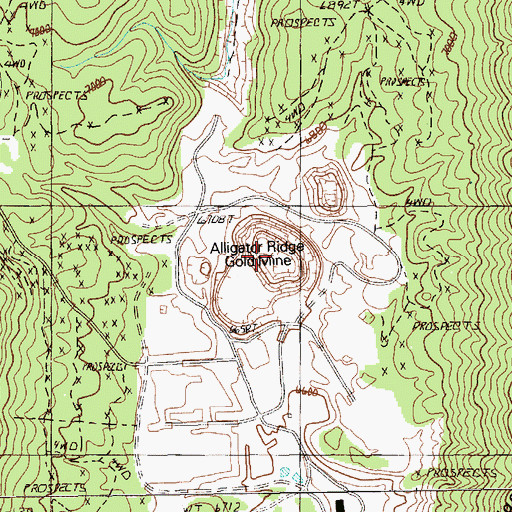 Topographic Map of Alligator Ridge Gold Mine, NV