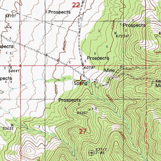 Topographic Map of Keystone (historical), NV