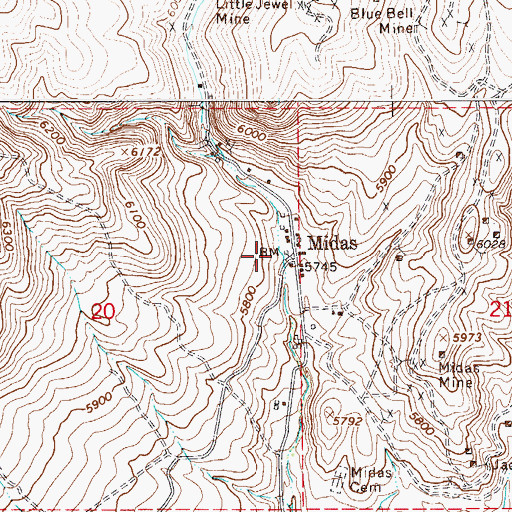 Topographic Map of Rex Mill, NV