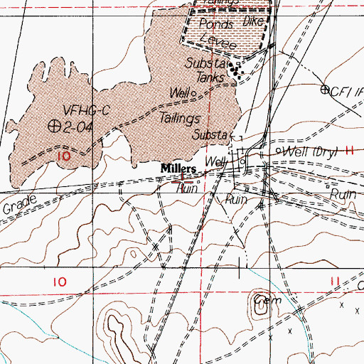 Topographic Map of Desert Power and Milling Company Mill (historical), NV