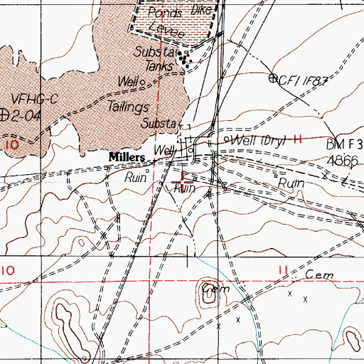 Topographic Map of Tonopah Belmont Mill (historical), NV