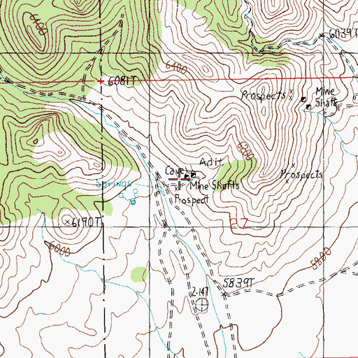 Topographic Map of Iron Cap Mine, NV