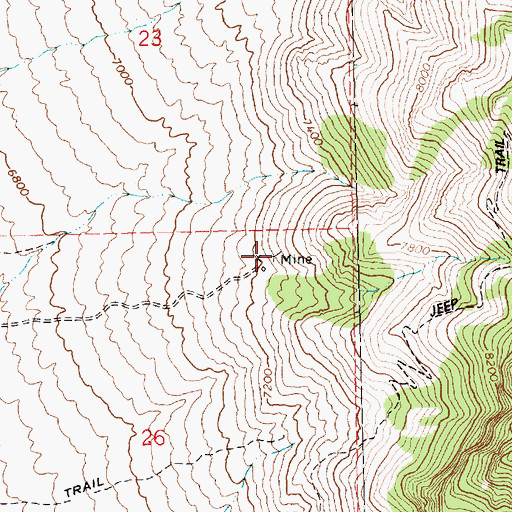 Topographic Map of Eagle Rock Mine, NV