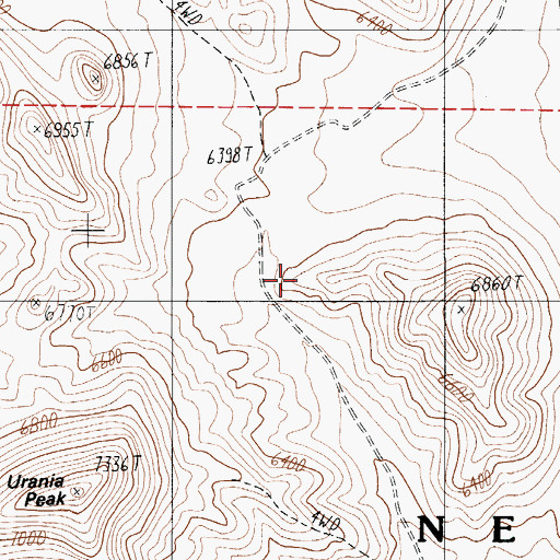 Topographic Map of Cactus Silver Mine, NV