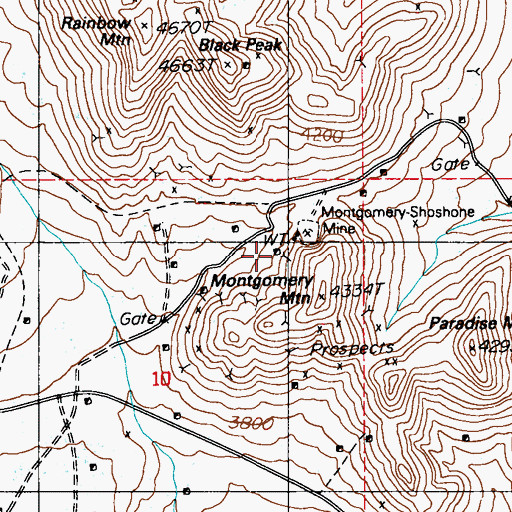 Topographic Map of Shoshone Polaris Mine, NV