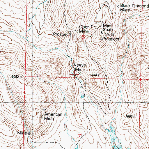 Topographic Map of Neeye Mine, AZ