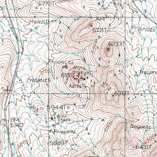 Topographic Map of Landmark Mine, NV