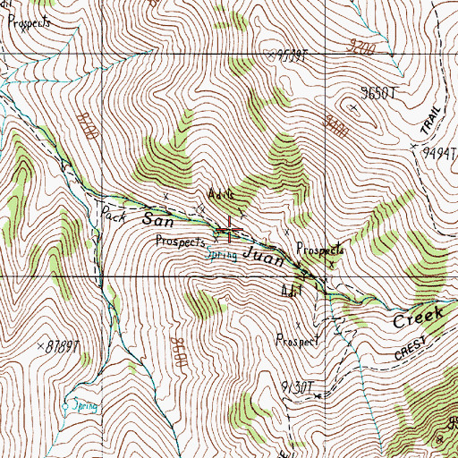 Topographic Map of McIntyre Mine, NV