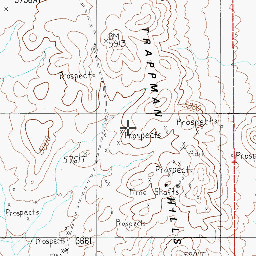 Topographic Map of Trappmans Mining District, NV