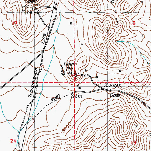 Topographic Map of Vanderbilt Mine, NV