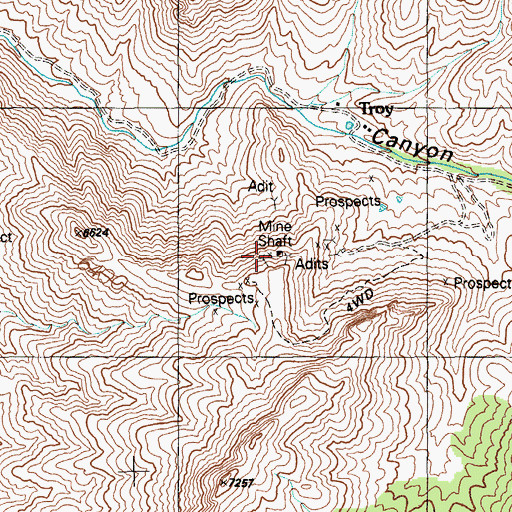 Topographic Map of Locke Mine, NV