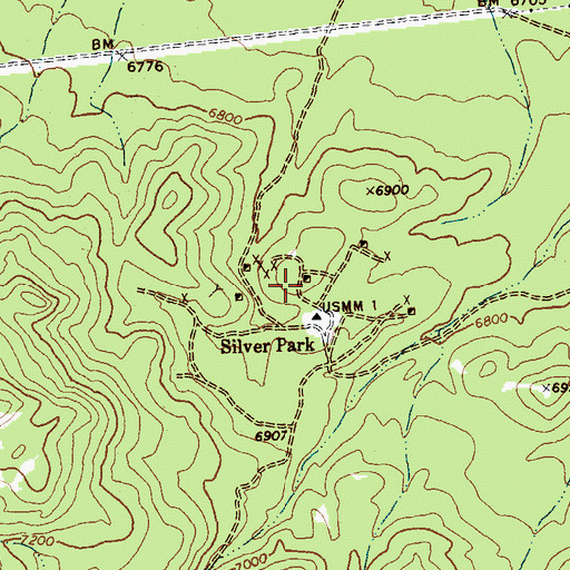 Topographic Map of Silver Park Mine, NV