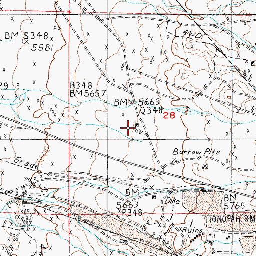 Topographic Map of Garibaldi Mine, NV