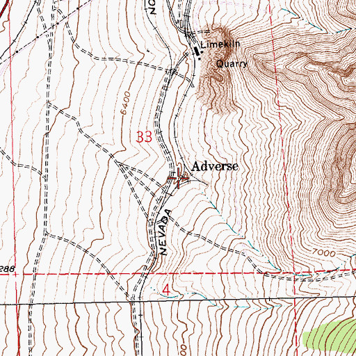Topographic Map of Adverse, NV
