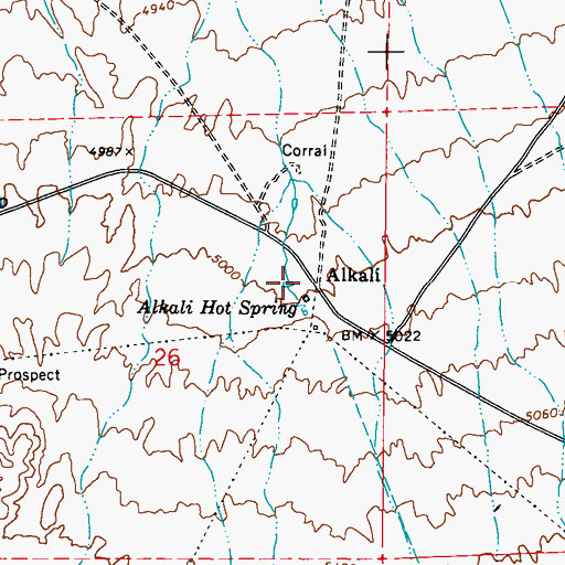 Topographic Map of Alkali, NV