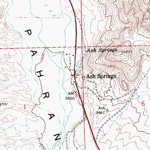Topographic Map of Ash Springs, NV