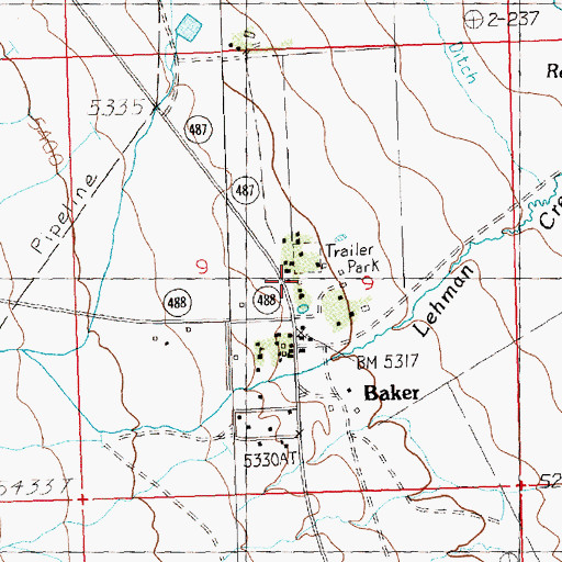 Topographic Map of Baker, NV