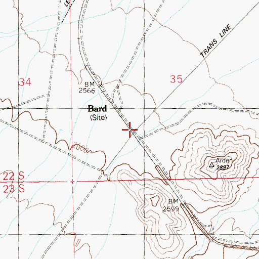 Topographic Map of Bard, NV