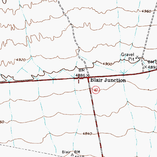Topographic Map of Blair Junction, NV