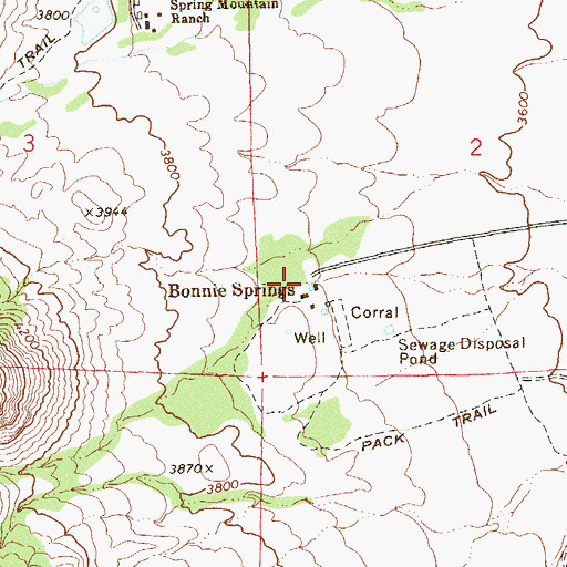 Topographic Map of Bonnie Springs, NV