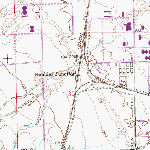 Topographic Map of Boulder Junction, NV