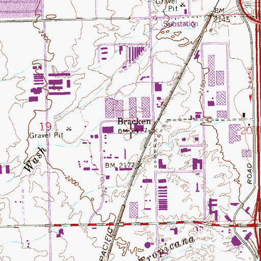 Topographic Map of Bracken, NV