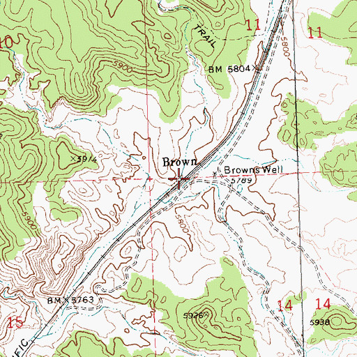 Topographic Map of Brown, NV