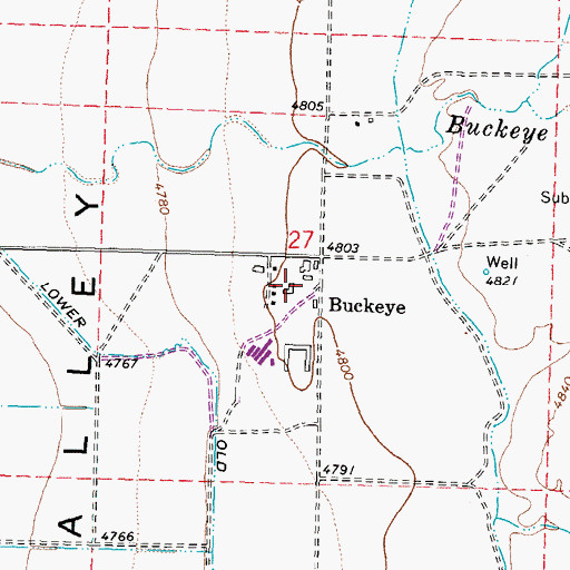 Topographic Map of Buckeye, NV