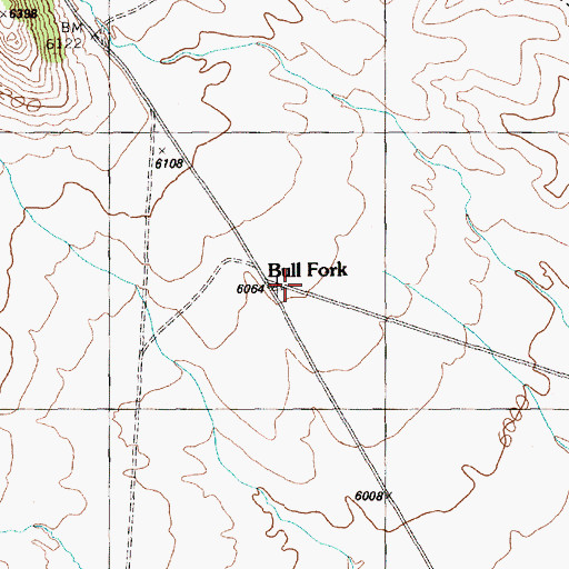 Topographic Map of Bull Fork, NV